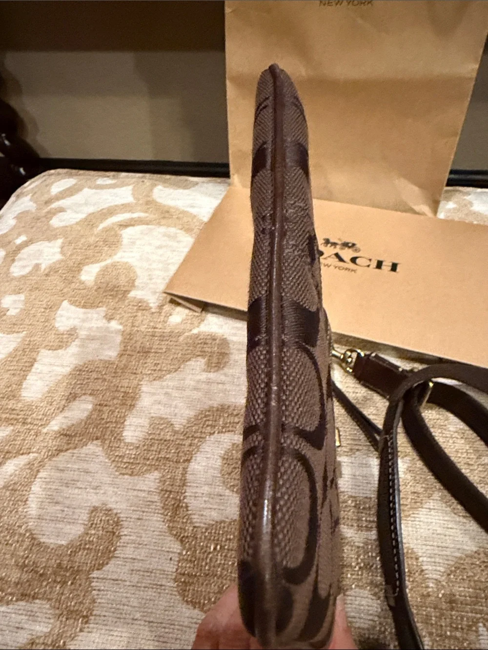 Coach Brown Signature Messenger Crossbody Bag with Gold-Tone Hardware